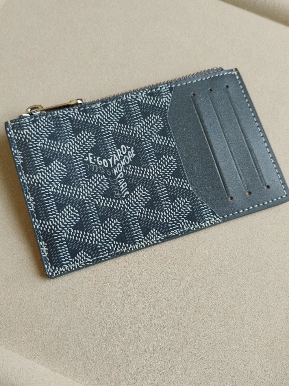 Goyard Bourbon Zipper Grey Card Holder Wallet